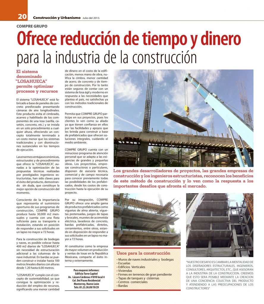 Ofrece reducción de tiempo y dinero para la industria de la construcción